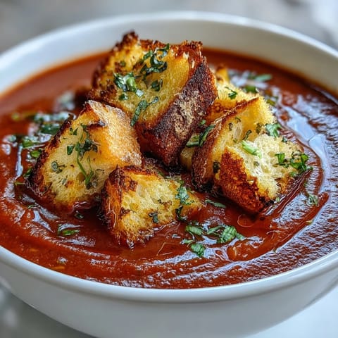 A spoon dips into the silky, bright orange soup garnished with fresh parsley.