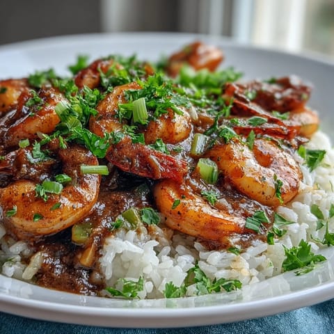 Steaming Classic New Orleans Étouffée with tender shrimp and a rich, dark roux, paired with fluffy rice in a cozy setting.