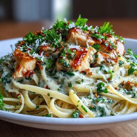 Lemon Orzo with Chicken and Spinach, creamy pasta dish with tender chicken, fresh spinach, and zesty lemon in a savory skillet meal.