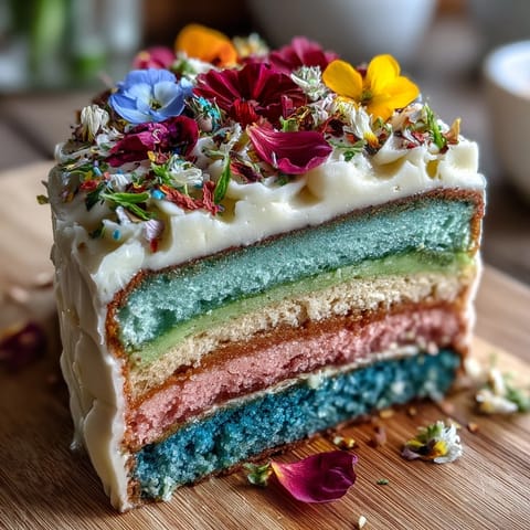 Soft pastel ombre cake with delicate floral topper, perfect for spring celebrations and special occasions.