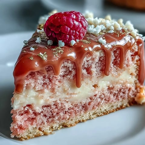 Beautiful pink rosé velvet cake, perfect for celebrations, adorned with edible gold.