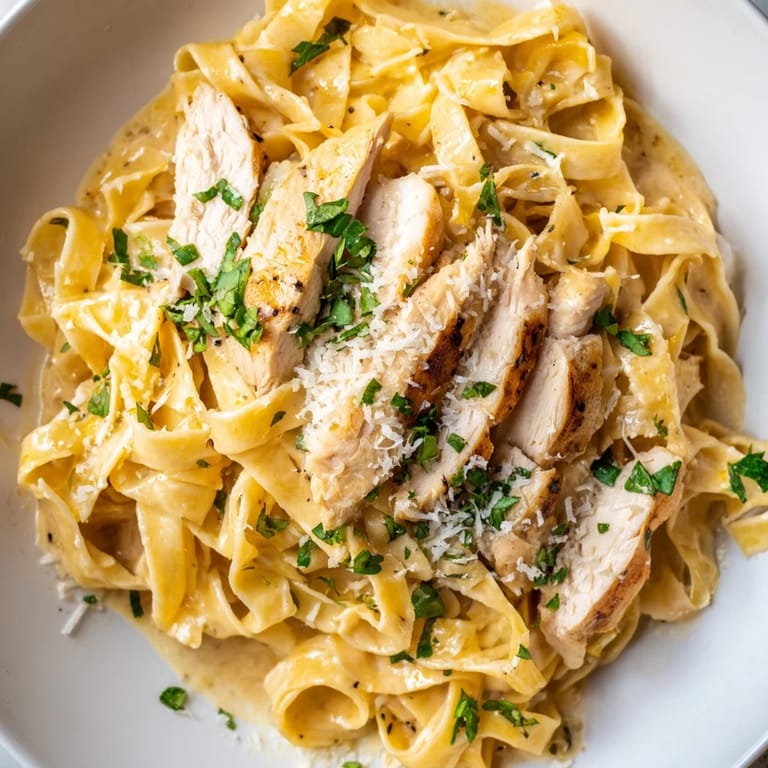 Savor the creamy, homemade fettuccine Alfredo, a classic Italian comfort food with chicken option.