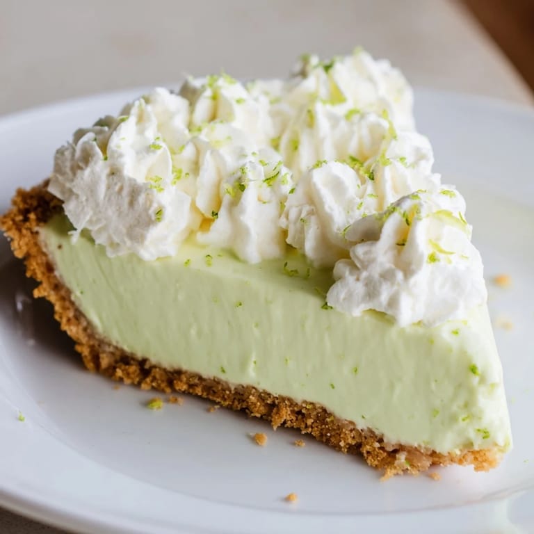 A perfectly chilled Key Lime Pie slice, tart filling contrasting the crunchy, buttery crust shown.