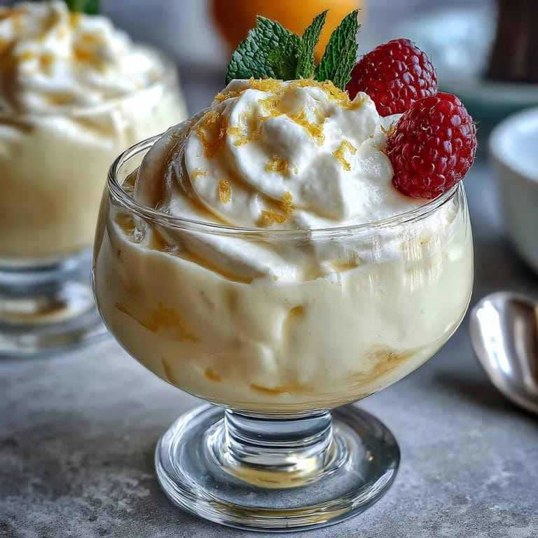 Spoon-ready lemon fool layered with fluffy whipped cream and tangy lemon filling in a goblet.