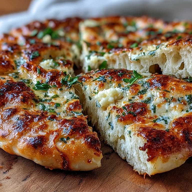 Golden-brown The Best Easy Garlic Naan Bread served warm alongside a rich curry with chopped cilantro garnish.