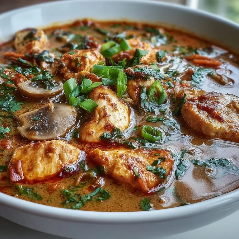 Hearty Thai Coconut Curry Soup Bowl served with rice noodles and bok choy for a satisfying weeknight dinner.
