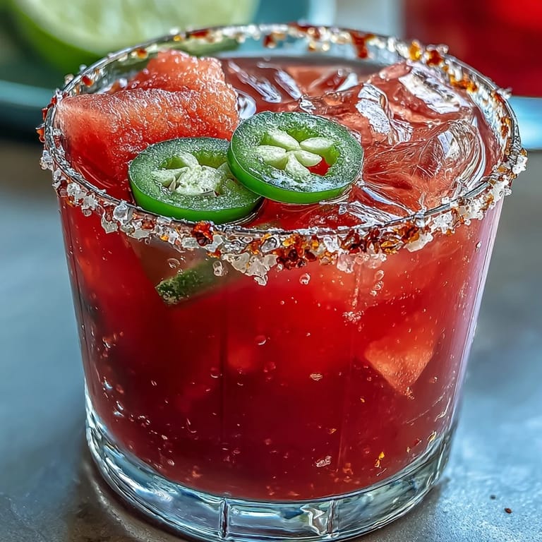 Refreshing alcohol-free watermelon jalapeño mocktail, ideal for a festive, cool sip.