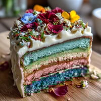 Soft pastel ombre cake with delicate floral topper, perfect for spring celebrations and special occasions.