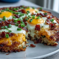 Loaded hash brown skillet with crispy edges, melty cheese, and gooey eggs.